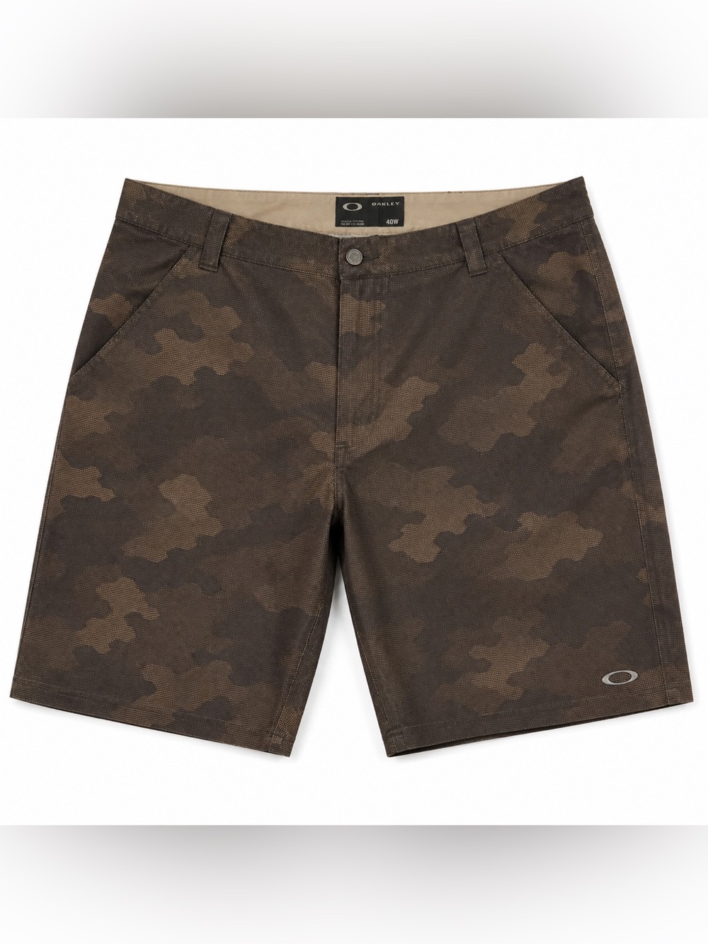 Oakley Men's Brown Camo Flat Front Golf Shorts, Size 40, Breathable Material